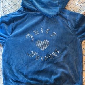 Juicy blue velvet zip up hoodie